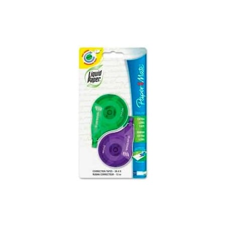 Paper Mate Liquid Paper DryLine Correction Tape, 1/6 in x 473 in, White, 2/Pack 6137206